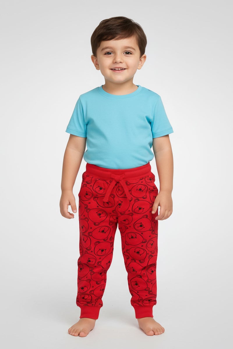 Hamleys Toddlers Boy Graphic Print Drawstring Sleepwear Pants, Red - Image 1